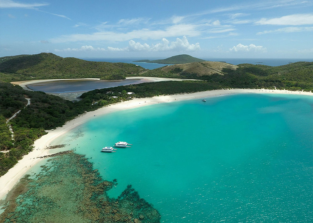 Aerial view of Flamenco Beach in Culebra, Puerto Rico