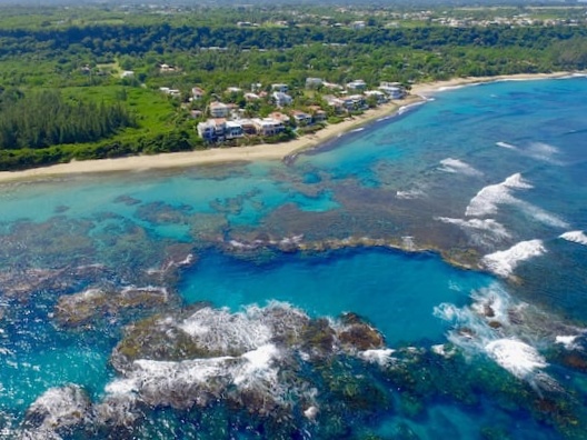 Shacks Beach aerial – Blue Hole snorkeling area