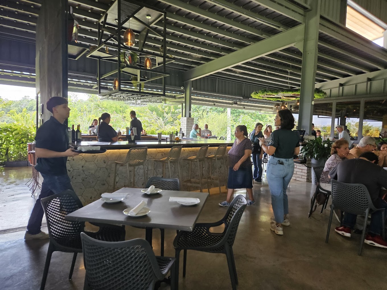 Finca La Zafra rustic hillside dining area